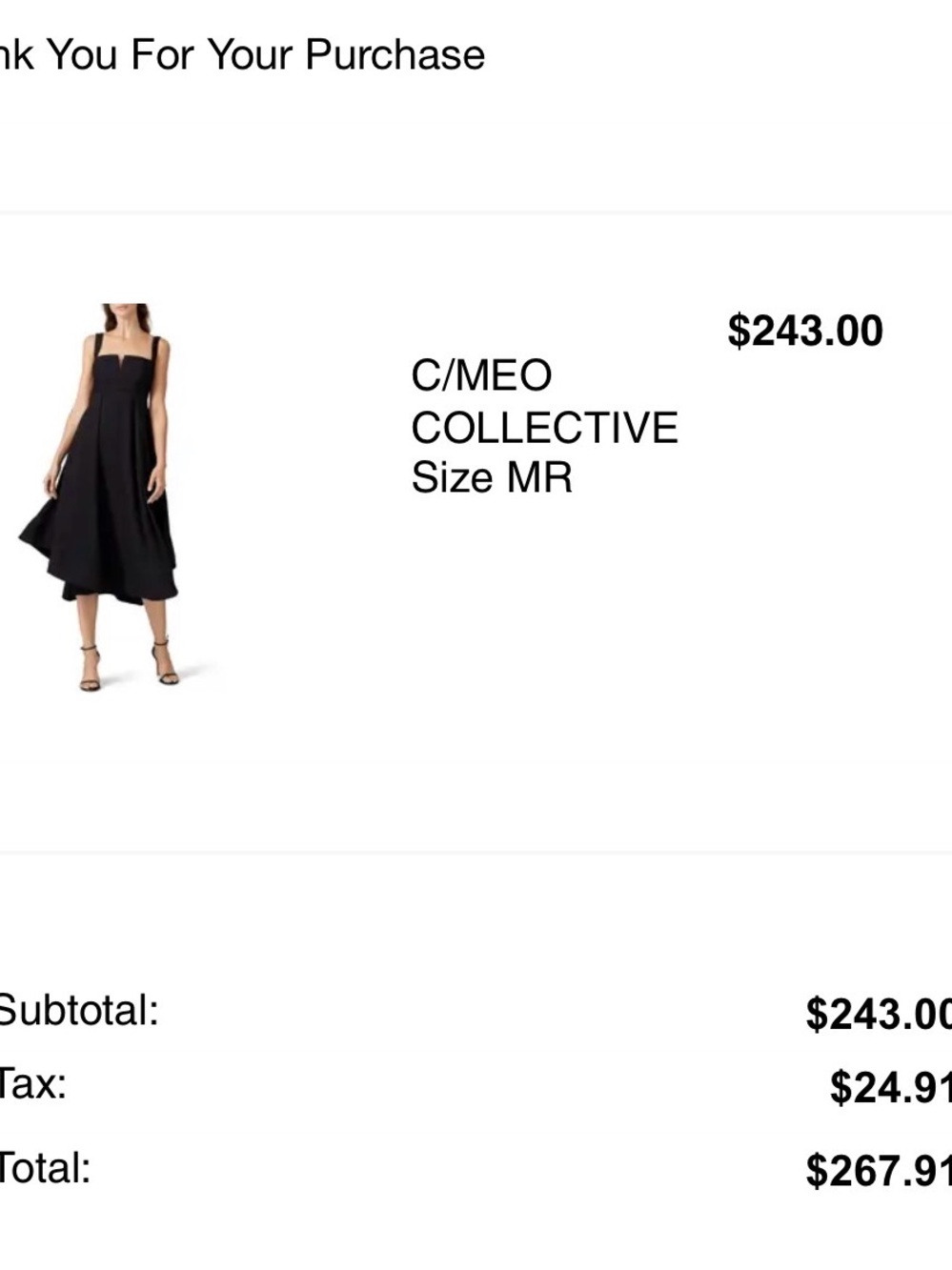 C/MEO Collective Black Square-Neck Midi Dress with Wide Straps